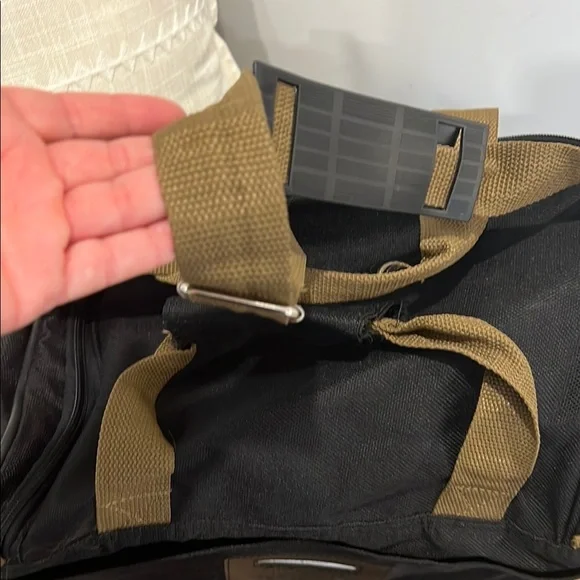 Chaps Black Duffel Bag with Tan Straps - Picture 7 of 8